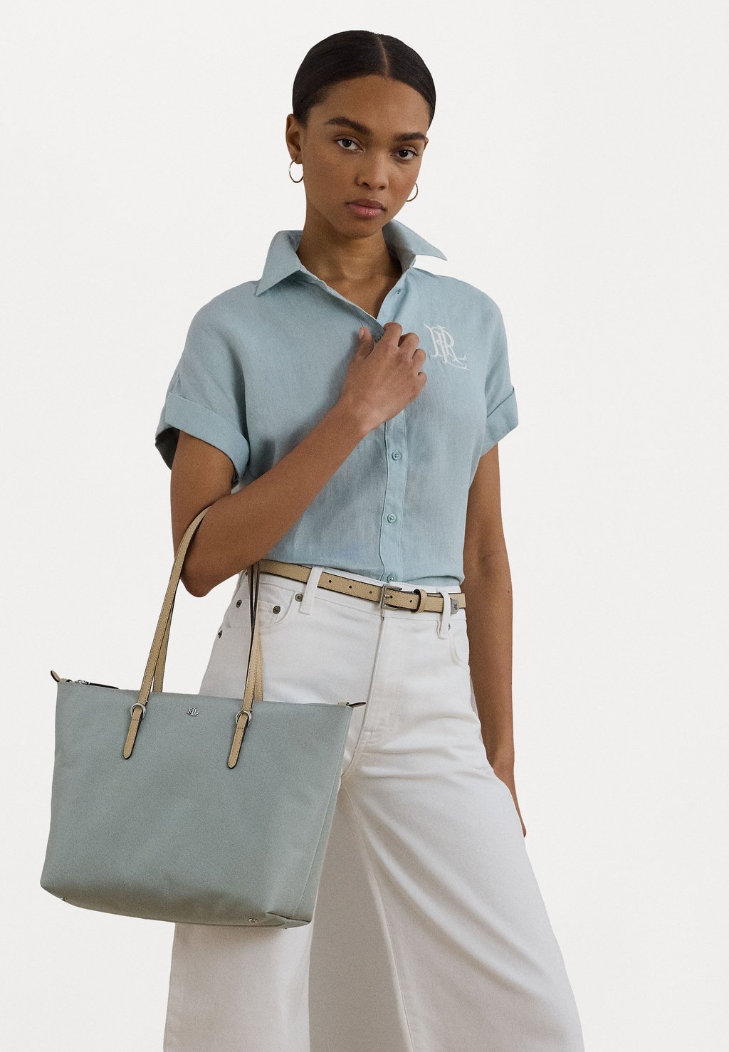

Сумка-тоут NYLON MEDIUM KEATON TOTE BAG Lauren Ralph Lauren, светло-голубой