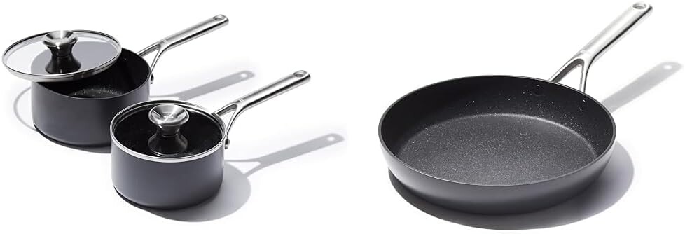 

Набор кастрюль OXO Professional 1,7QT, 2,3QT и 10-дюймовая сковорода с керамическим антипригарным покрытием
