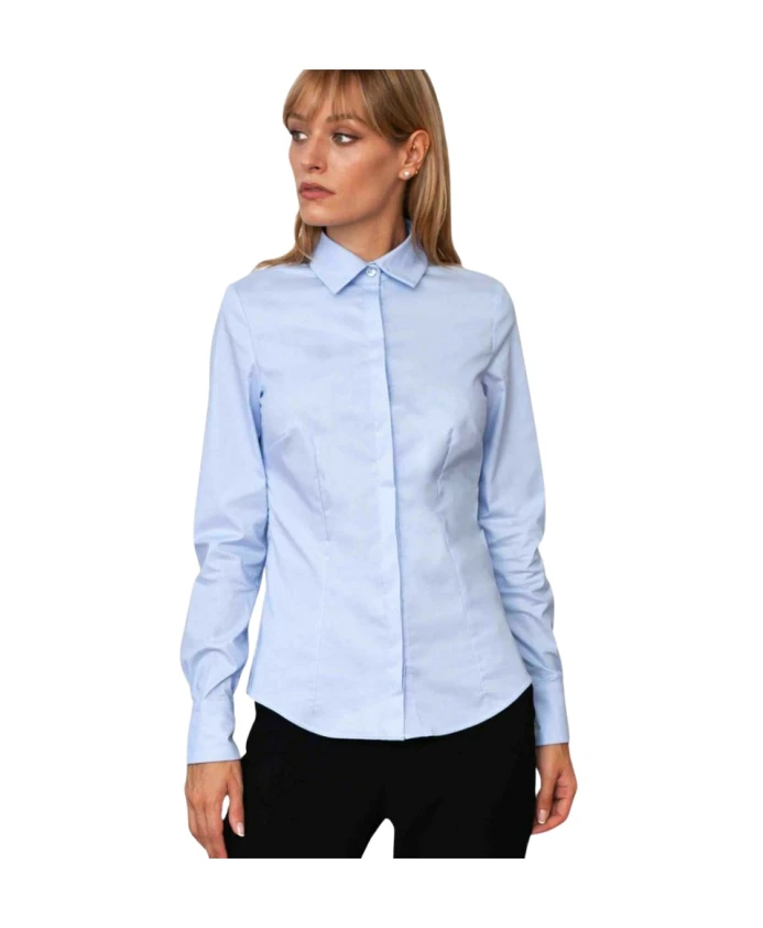 

Блузка из небесно-голубой хлопковой саржи Sanoge, синий