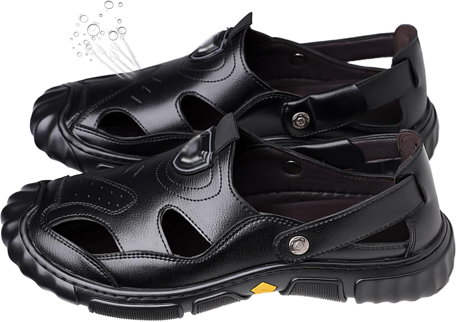 

Мужские кожаные сандалии на застежке слипоны для прогулок, походов, воды и пляжа. Удобная обувь для спорта на открытом воздухе, прогулок, путешествий, треккинга и кемпинга Generic, черный