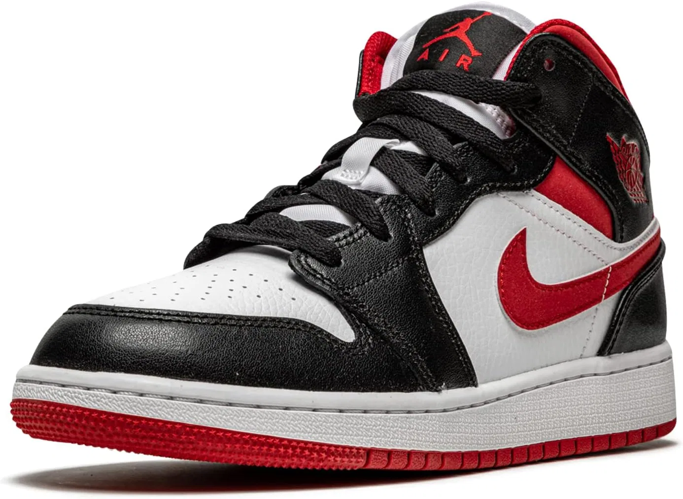 Детские кроссовки Nike Air Jordan 1 Mid Gs унисекс, Black, Fire Red, White — фото 4