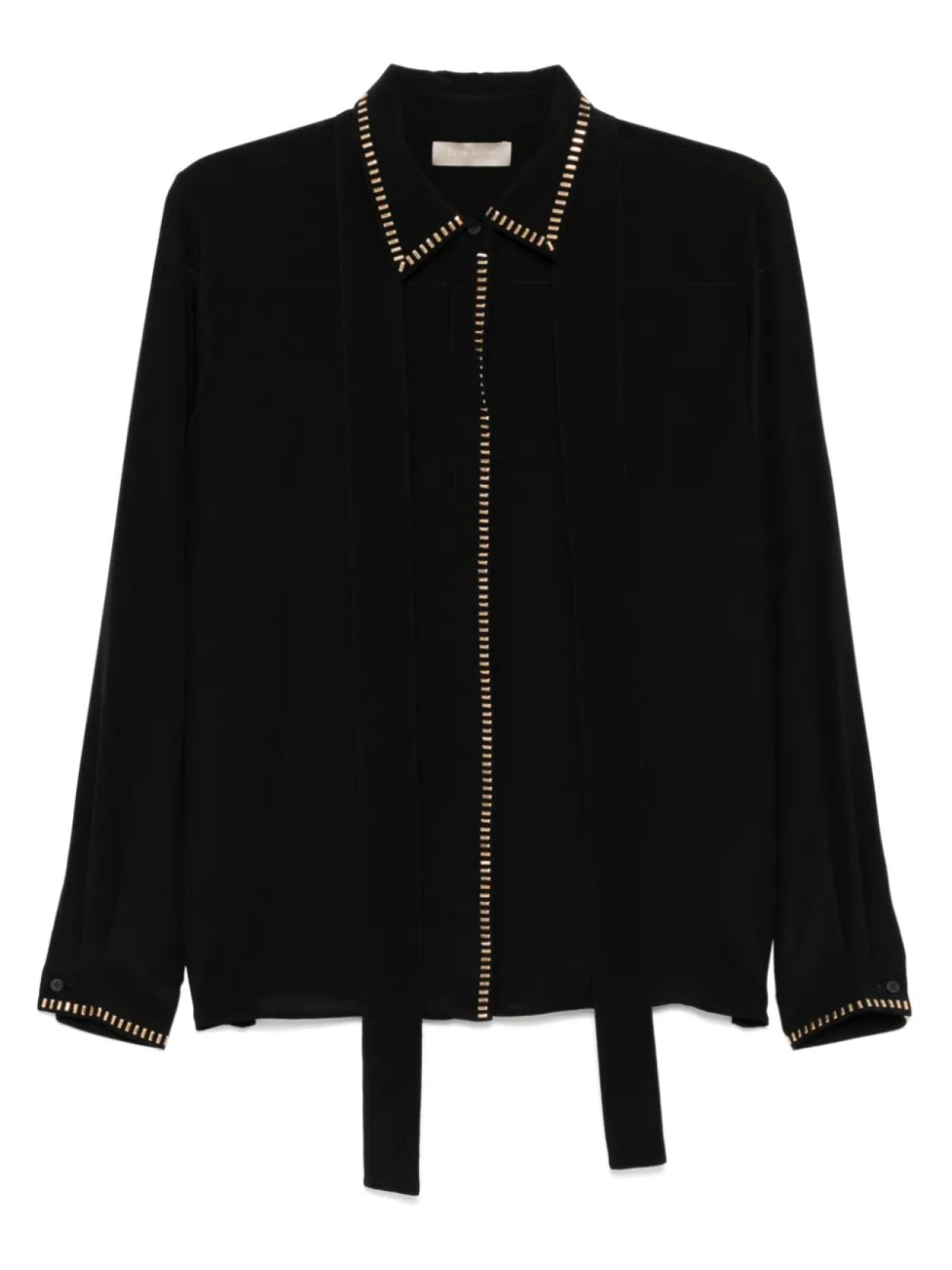 

Шелковая рубашка, украшенная заклепками Elie Saab, черный