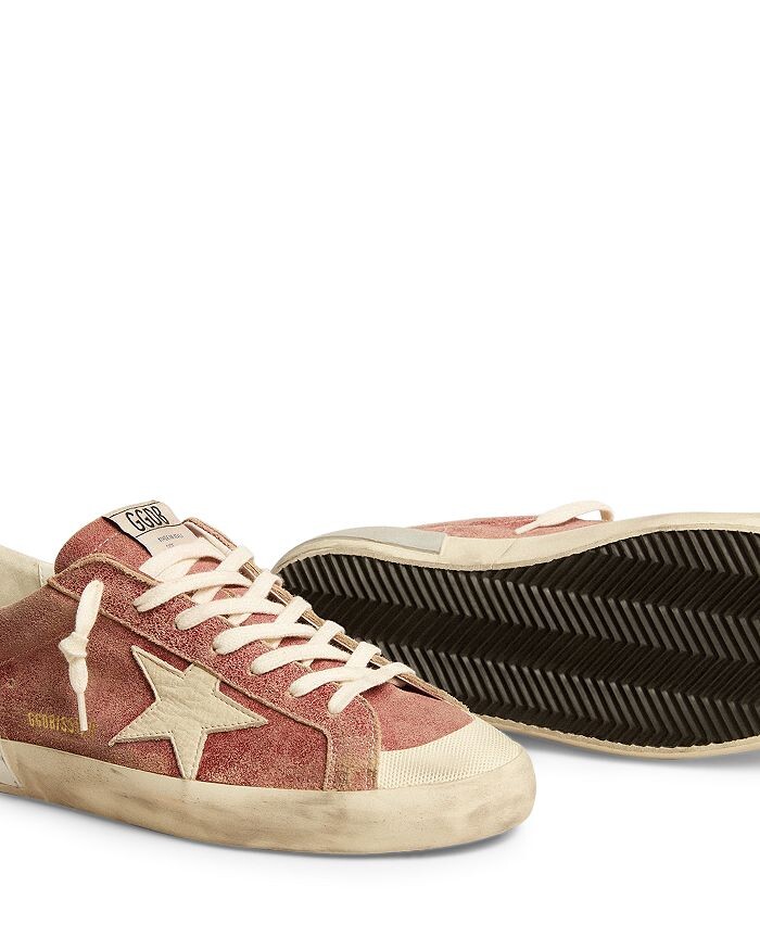 Мужские кроссовки Golden Goose Super-Star на шнуровке, розовый — фото 4