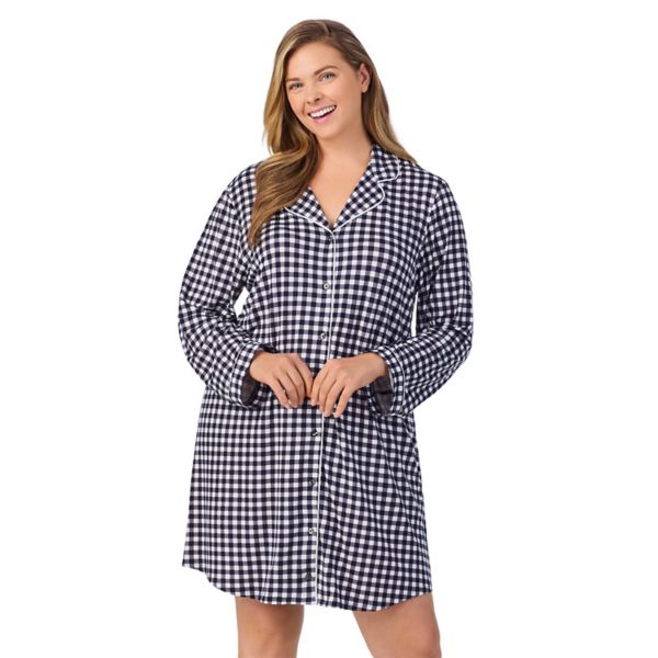 

Пижамная сорочка на пуговицах больших размеров Draper James, цвет navy gingham