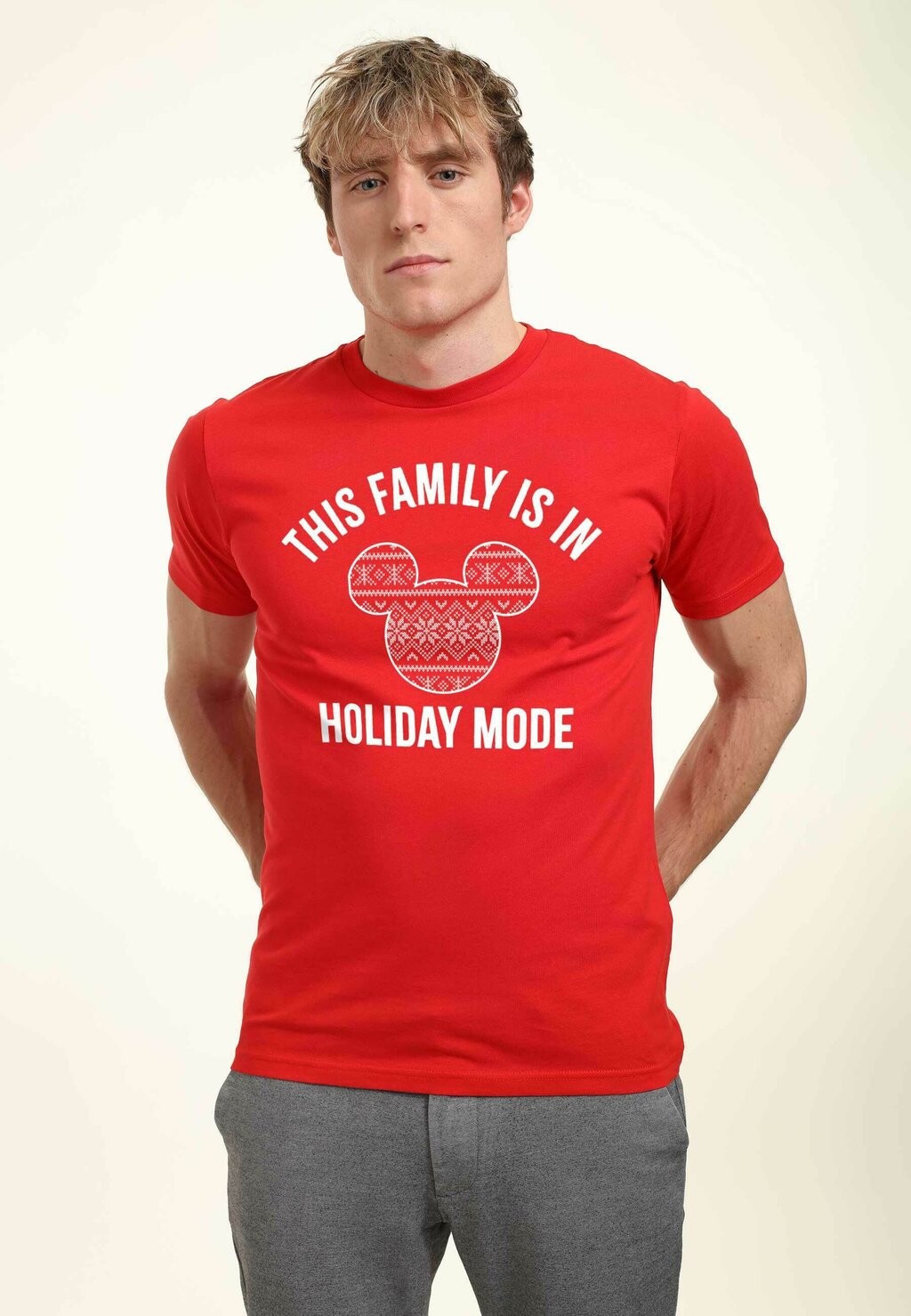 

Футболка с принтом MICKEY CLASSIC FAMILY HOLIDAY MODE UNISEX Henry Tiger, красный