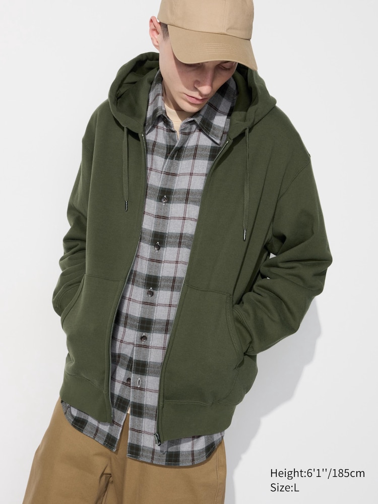

Толстовка с капюшоном на молнии Uniqlo, цвет 57 зеленый зеленый