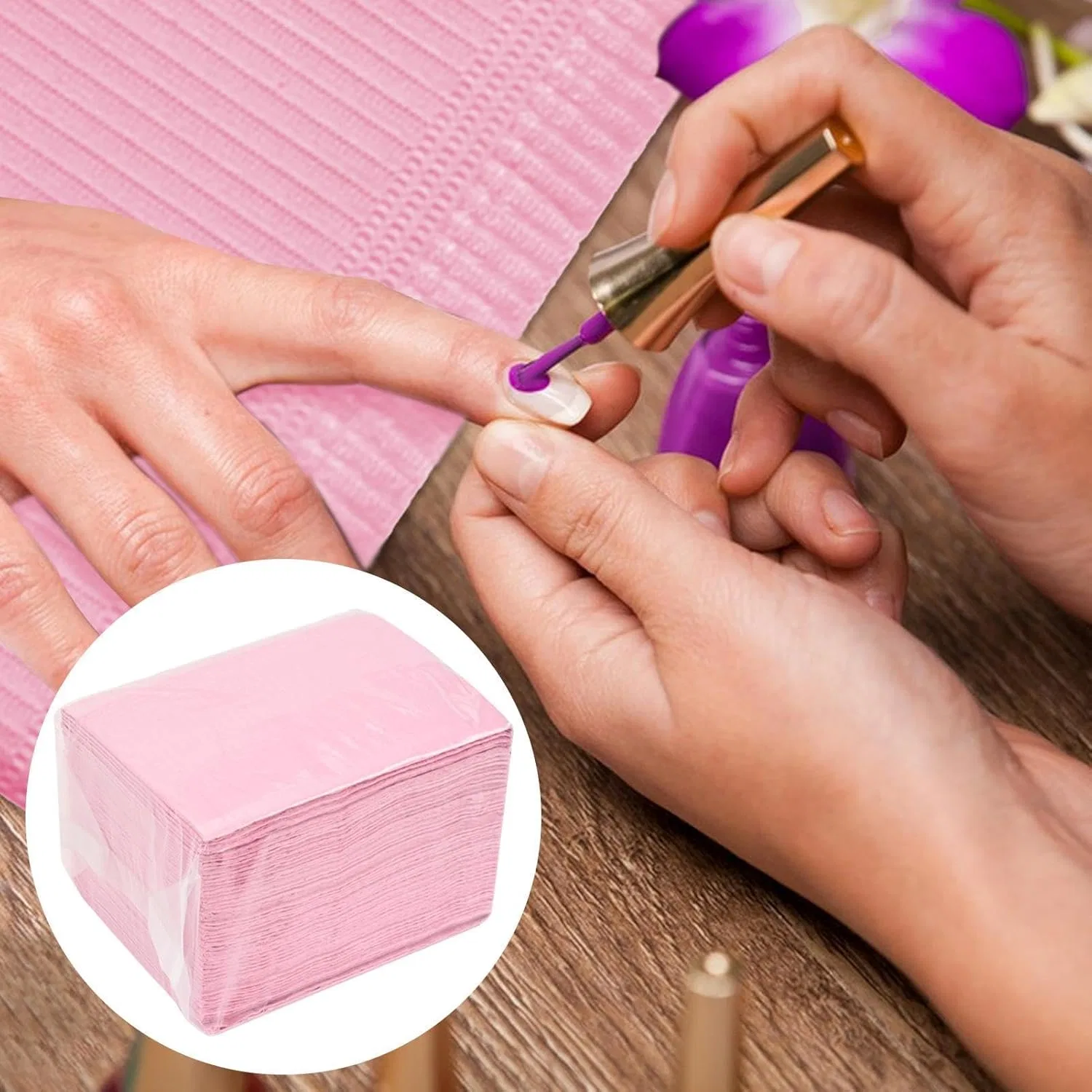 Одноразовые салфетки для маникюра, 50 шт. ‎Rehmanniae, Pink — фото 3