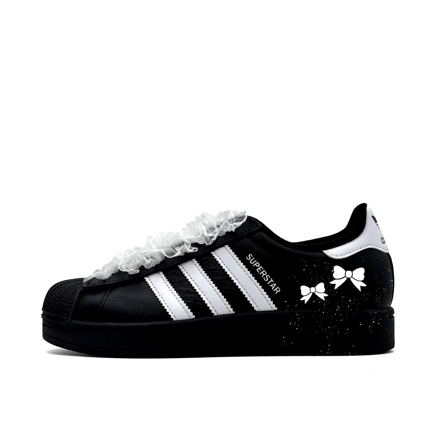Кроссовки Superstar 2 White Bowknot Leather Abrasion Resistant низкие Adidas Originals, Black