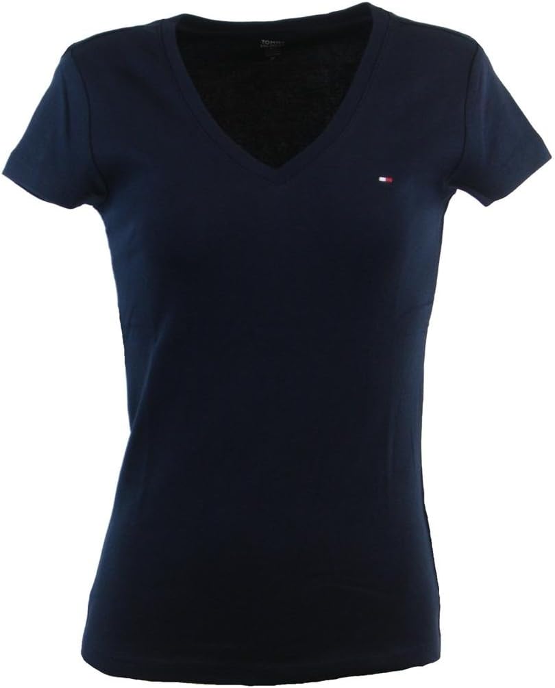 

Женская футболка Tommy Hilfiger с коротким рукавом и V-образным вырезом, однотонная хлопковая, Navy, Синий, Женская футболка Tommy Hilfiger с коротким рукавом и V-образным вырезом, однотонная хлопковая, Navy