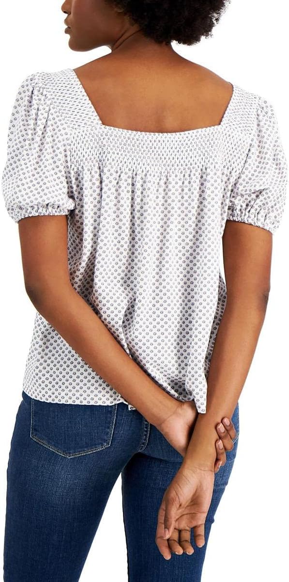 Женский топ-пуловер Tommy Hilfiger с цветочным принтом и сборками, White — фото 3
