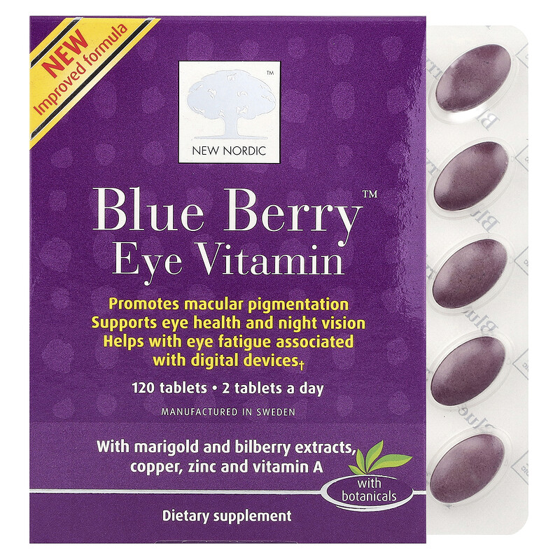 

New Nordic, Blue Berry , витамин для кожи вокруг глаз, 120 таблеток