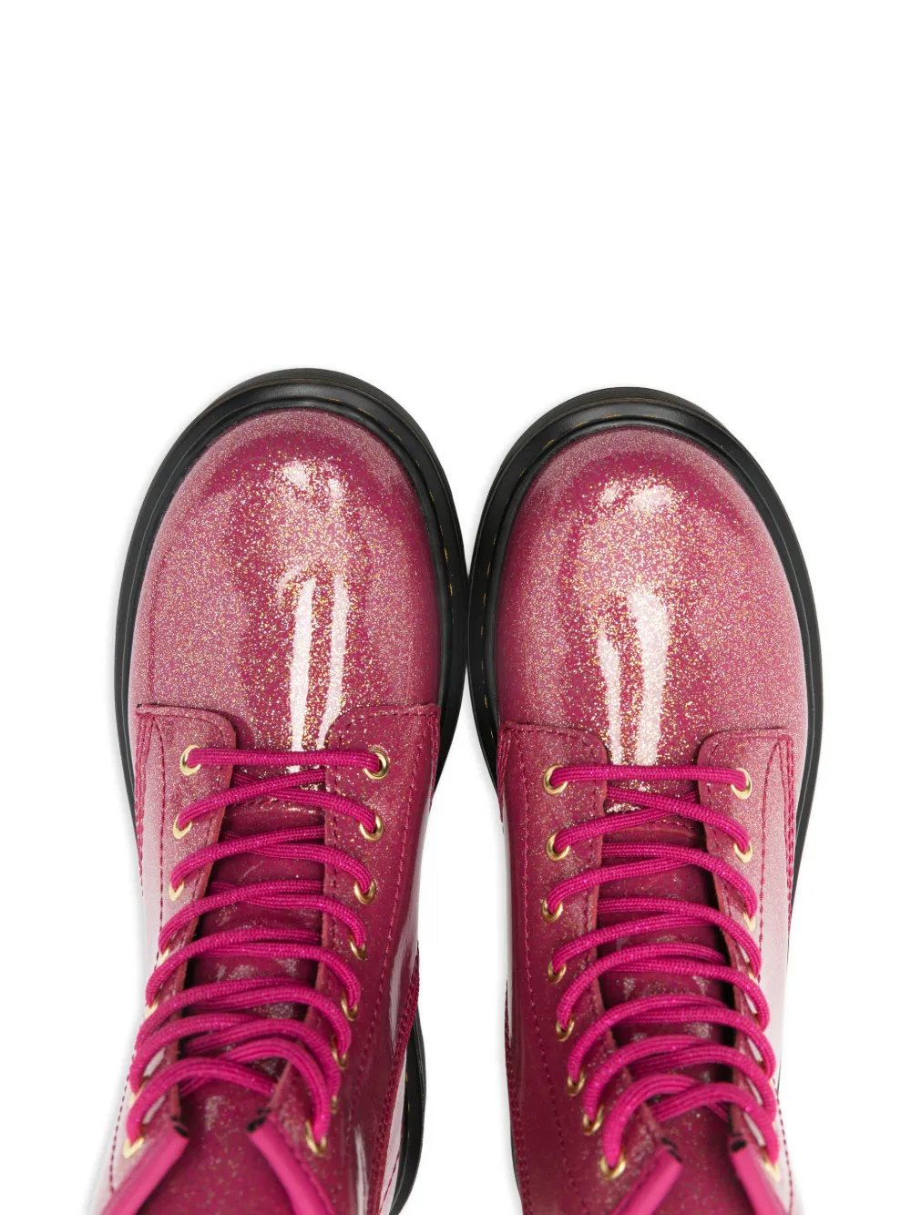 Блестящие ботинки на шнуровке Dr. Martens Kids, розовый — фото 3