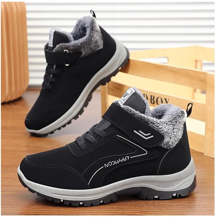 Зимние мужские ботинки FmShi с толстым утеплителем - зимние ботинки до щиколотки для прогулок на улице, езды на велосипеде и ходьбы, черный — фото 3