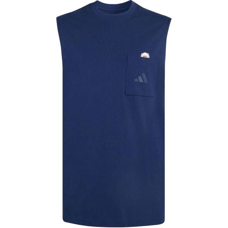 Майка мужская темно-синяя с круглым вырезом Adidas, Dark Blue