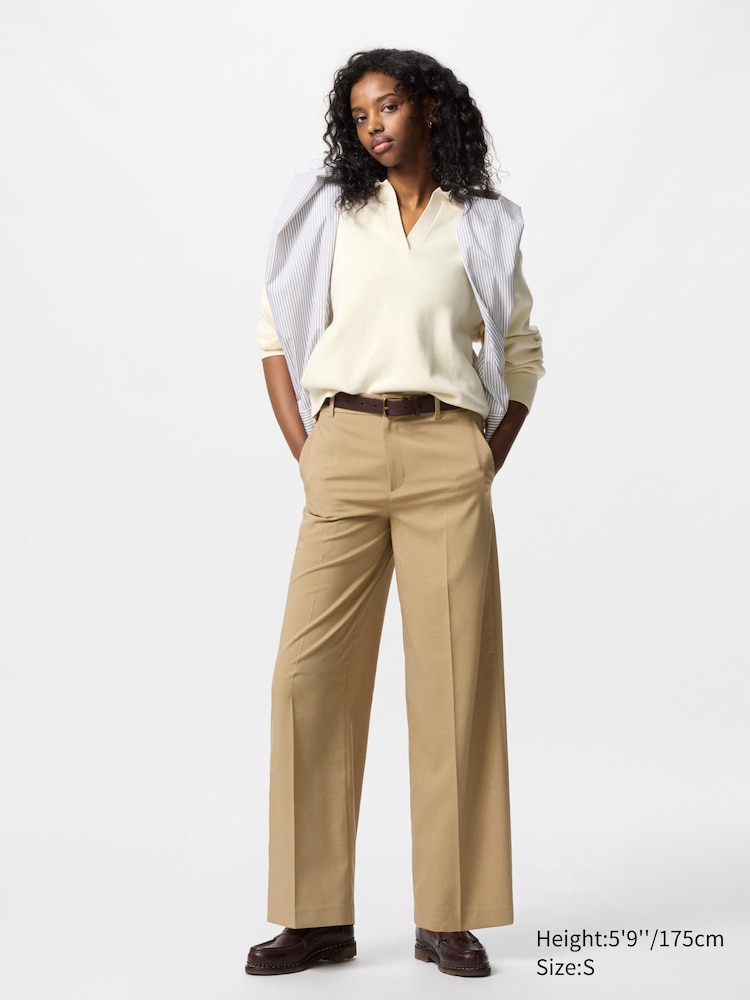

Широкие брюки airsense длинные Uniqlo, цвет 32 бежевый