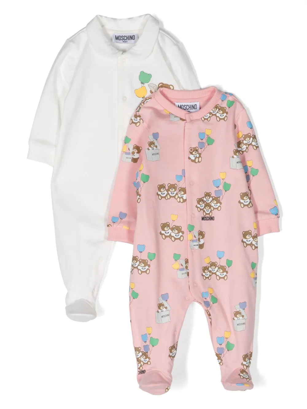 

Комплект из двух комбинезонов с принтом Teddy Bear Moschino Kids, белый