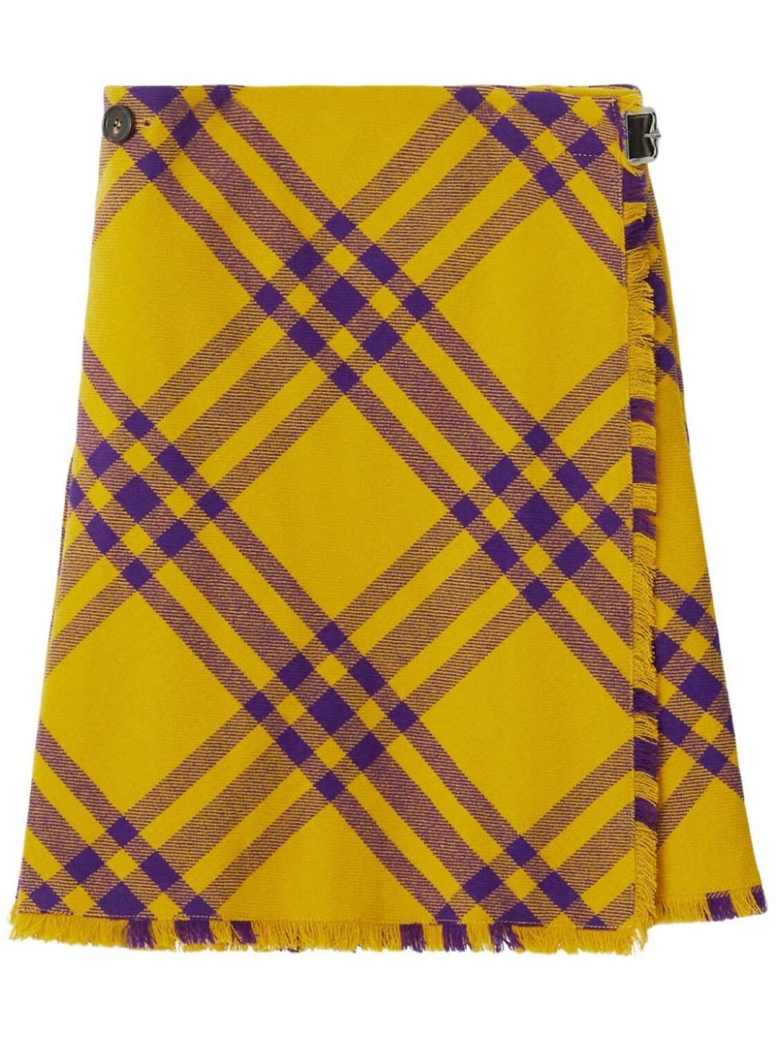 

Burberry клетчатый килт с бахромой, желтый
