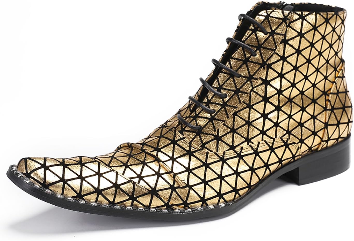 

Мужские ботинки челси из натуральной кожи в разноцветную клетку Santimon, золотой