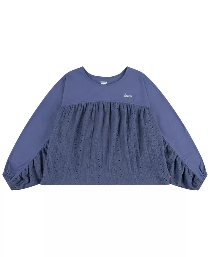 

Топ с длинным рукавом Big Girls Eyelet Mixing Levi's, синий