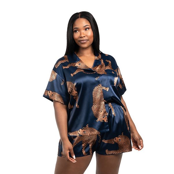 

Комплект пижамы из сатина: топ и шорты Plus size Lilac+London, Cat Crush