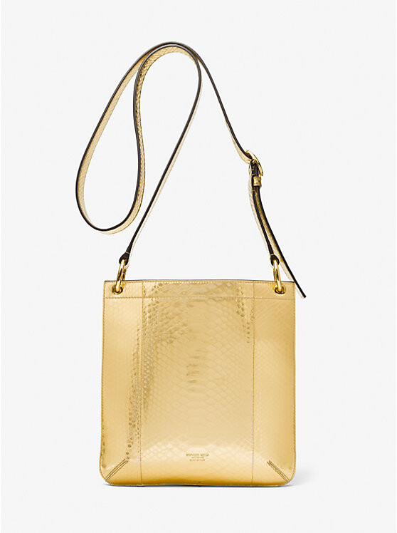 

Сумка через плечо Tate Small Metallic Python из тисненой кожи Michael Kors, золотой