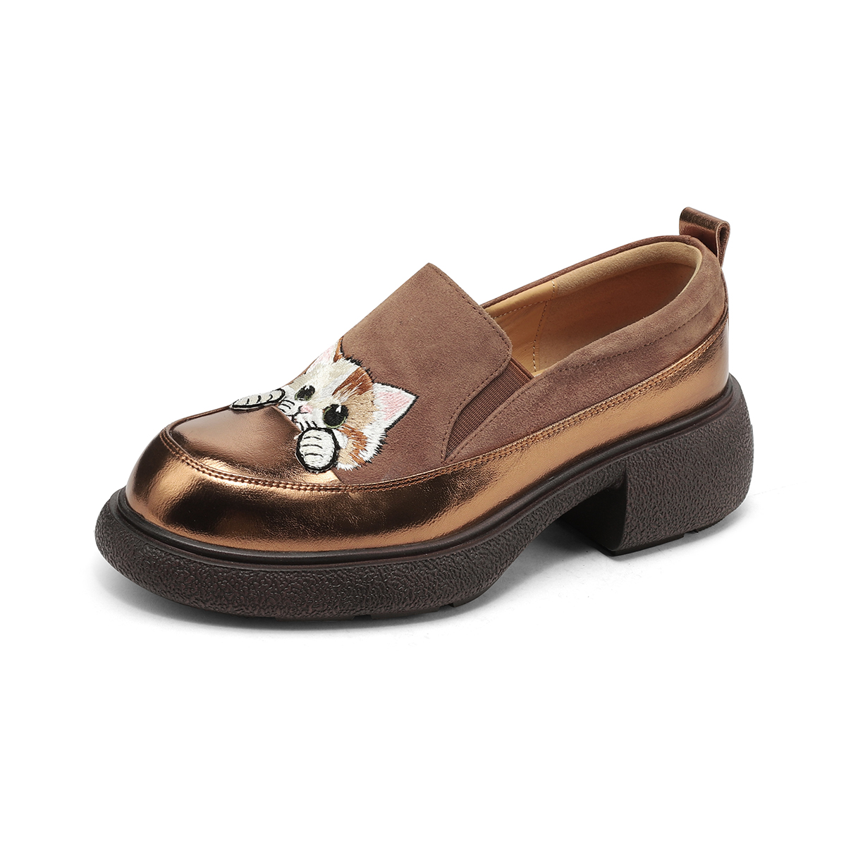 Лоферы женские FMM, Brown & Gold