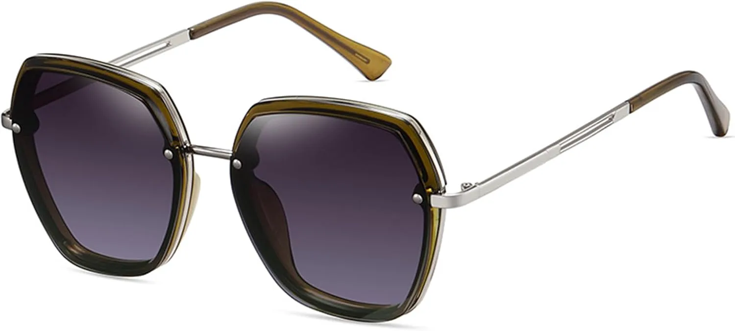 

Женские солнцезащитные очки увеличенного размера с поляризацией – квадратная оправа, UV400, металл и TR90 – для вождения, путешествий, защиты от солнца Bubmari, D