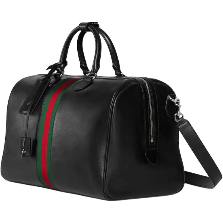 GUCCI Кожаная дорожная сумка WebTrademark Unisex Black — фото 2
