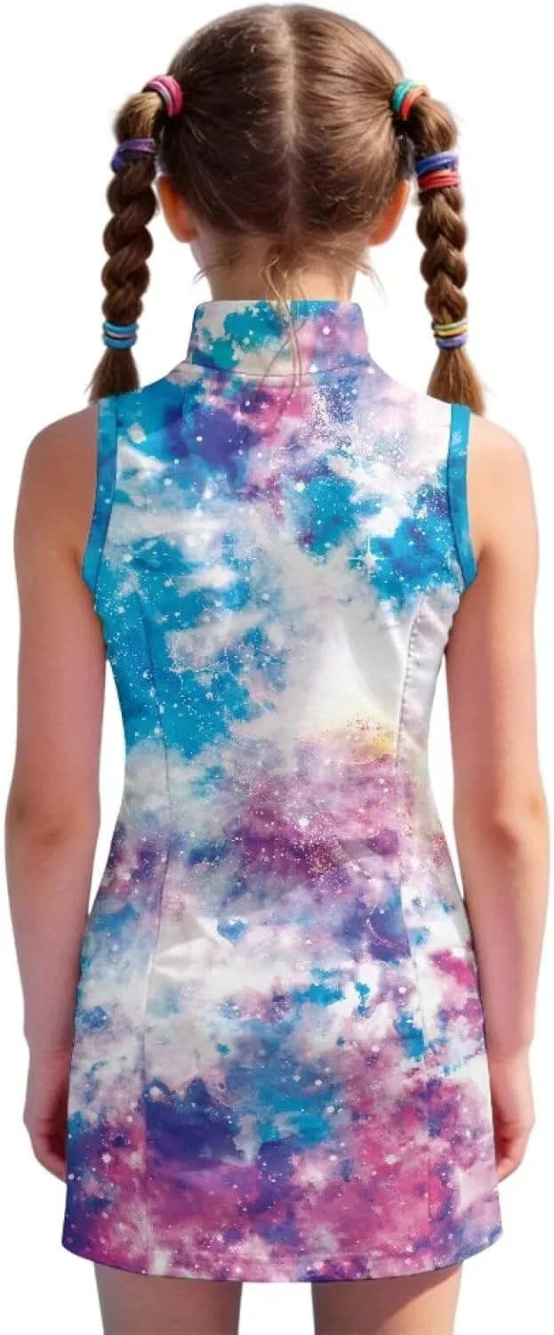 Платье теннисное для девочек с карманами, Galaxy Camo Print, Boatee — фото 2