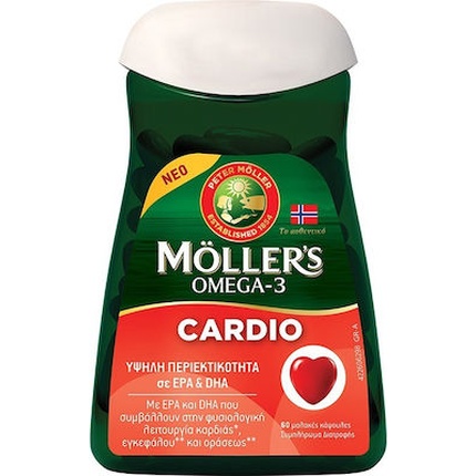 

Пищевая добавка Moller's Omega-3 Cardio с рыбьим жиром и рыбьим жиром - 60 капсул Mollers
