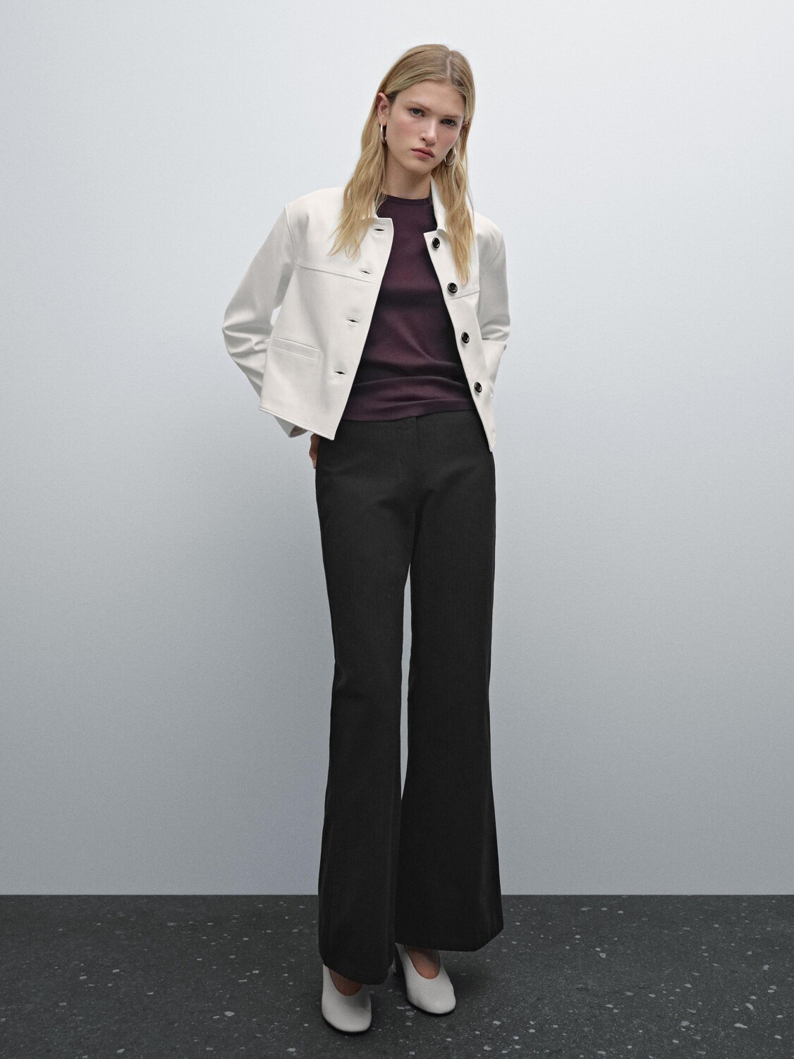 

Широкие хлопковые брюки с полосатыми деталями Massimo Dutti, черный