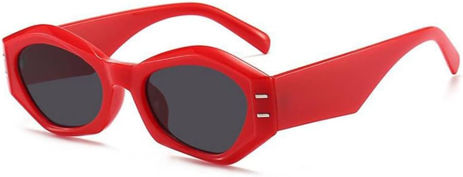 

Солнцезащитные очки Polygon для женщин, винтажные, неправильной формы, желейного цвета, солнцезащитные очки для мужчин, маленькая оправа, защита от УФ-излучения UV400 LANGSER, Red Black