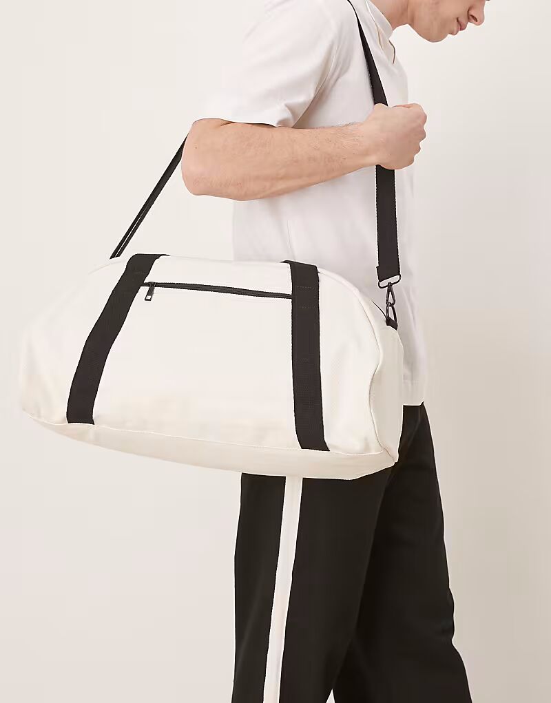 

Холщовая дорожная сумка ASOS DESIGN черного и бежевого цветов