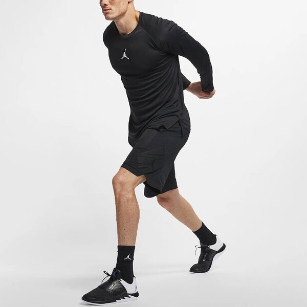 Спортивная футболка Air Jordan Round Neck Knit Athleisure Casual Sports Logo Long Sleeves Gym Clothes Black, черный — фото 3