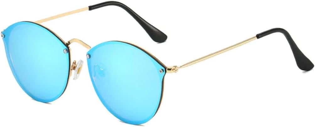

Классические винтажные солнцезащитные очки неправильной формы круглой формы для женщин и мужчин, в стиле панк, популярные металлические зеркальные очки VVTWSSW, Mirror Blue