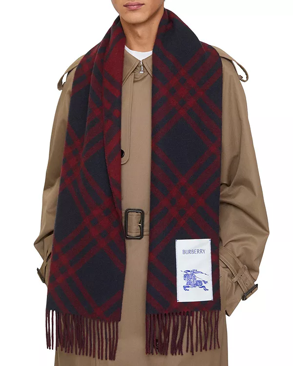 Клетчатый кашемировый шарф Burberry, красный — фото 3
