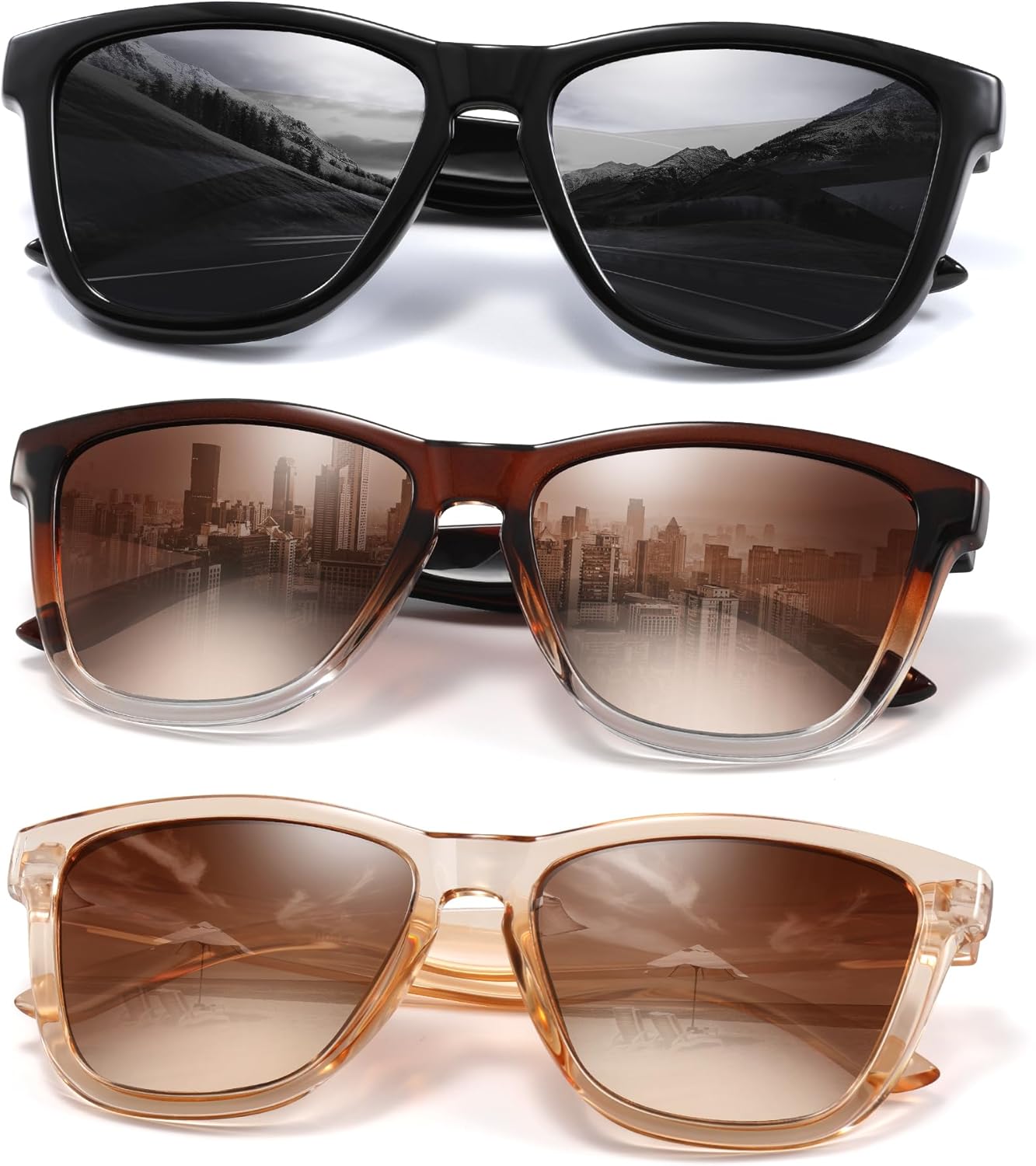 

Поляризованные солнцезащитные очки для женщин, модные, классические, в стиле ретро, ​​женские солнцезащитные очки для мужчин, очки для вождения, защита от УФ-излучения kunchu, Black02+ctc02+cc02