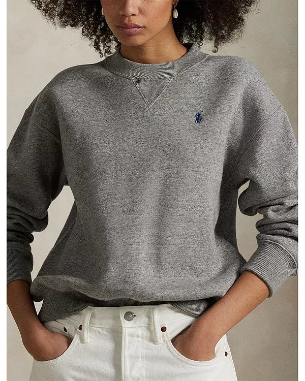 Флисовая толстовка с круглым вырезом Ralph Lauren, серый — фото 4
