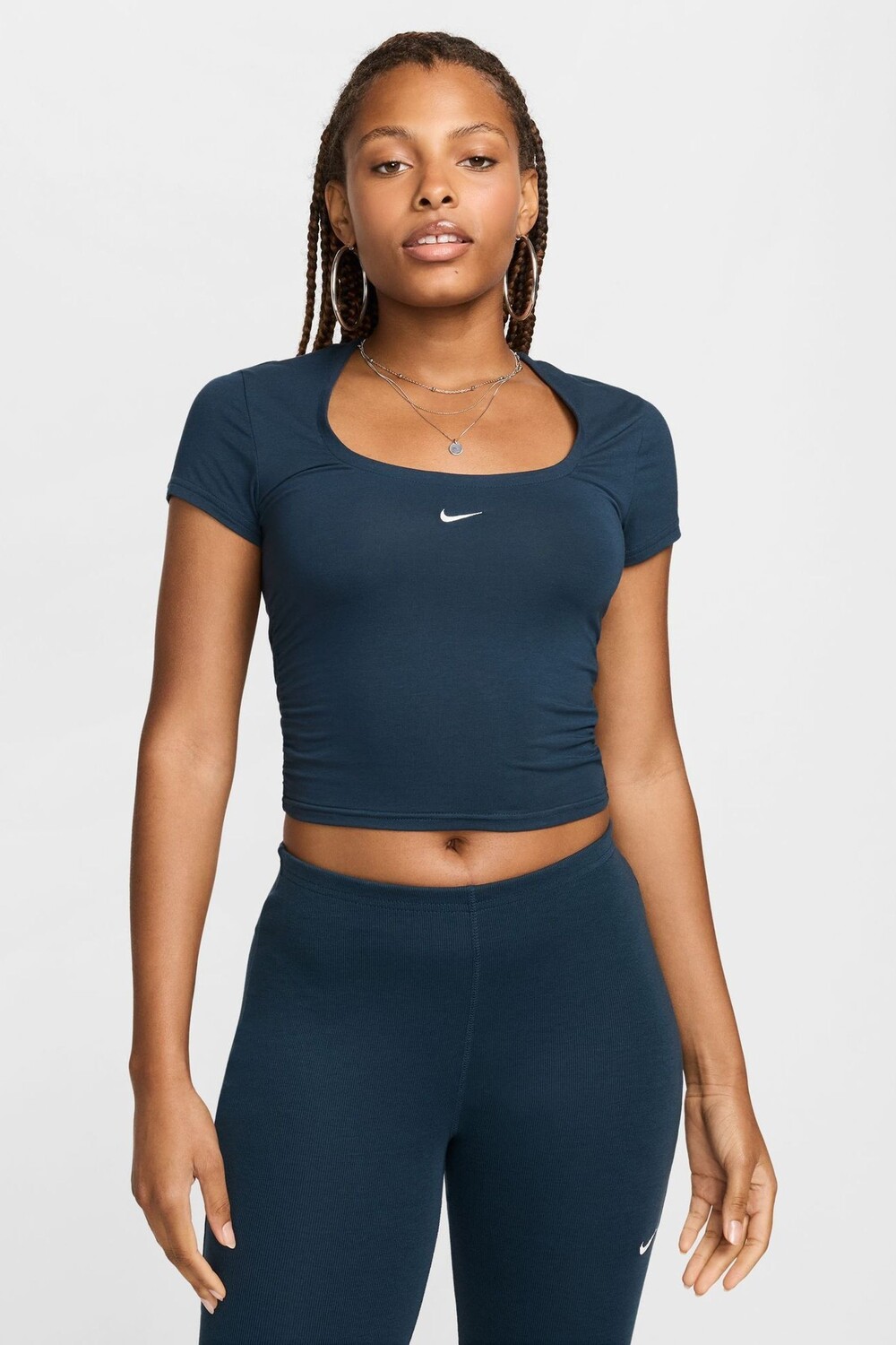 

Топ с квадратным вырезом и короткими рукавами Nike, синий