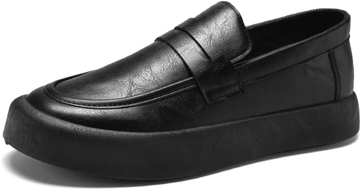 

Мужские повседневные туфли больших размеров - модные кожаные туфли с толстой подошвой, подходящие для повседневной жизни или работы Hoalox, черный