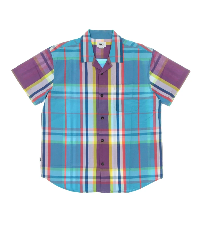 

Тканая рубашка с коротким рукавом, бирюзовый мультицвет Obey, мультиколор
