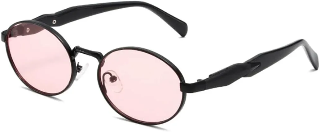 

Ретро металлические овальные солнцезащитные очки для женщин, модные, конфетного цвета, с защитой от УФ-излучения UV400, для мужчин, в стиле панк TYUVIVO, Black Pink