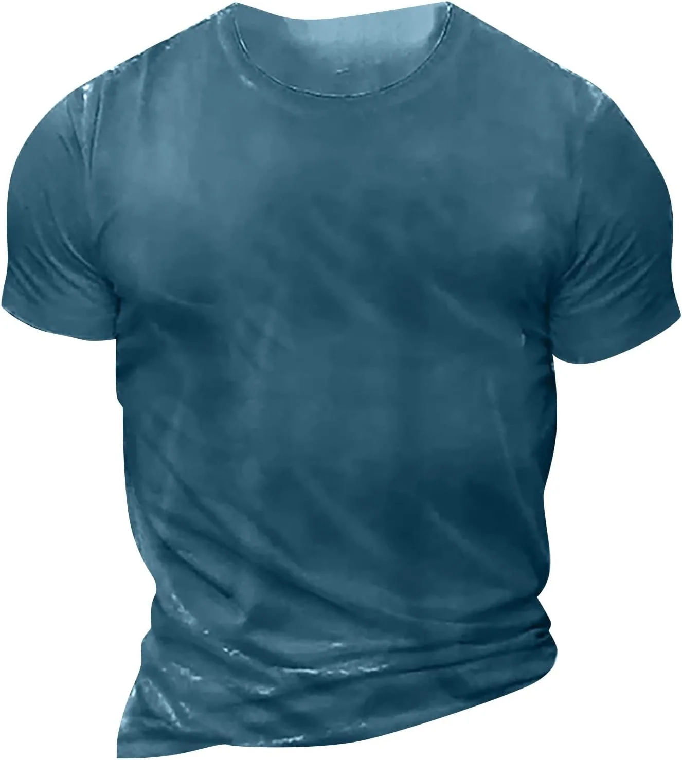 Мужская рабочая футболка с коротким рукавом, летняя базовая модель Crew Neck, размеры S-5XL — фото 4