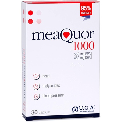 

Meaquor 1000 Omega 3 Supplement, сертифицированный IFOS 5-Star, 30 мягких капсул — 1000 мг EPA и DHA на дозу, 95% Omega 3 — без тяжелых металлов, без послевкусия Omegor
