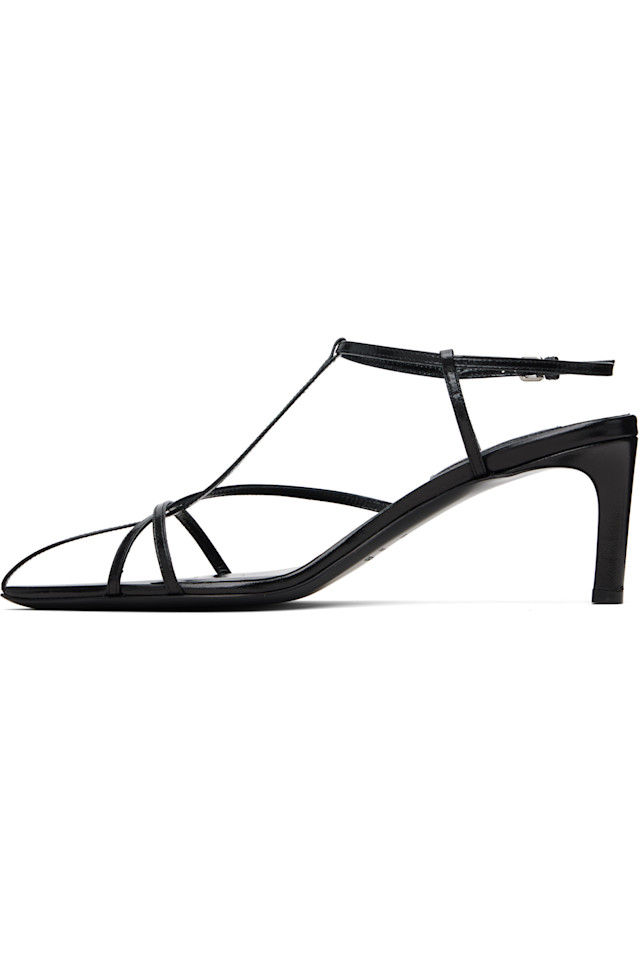 Босоножки на каблуке-клетке Jil Sander, черный — фото 3