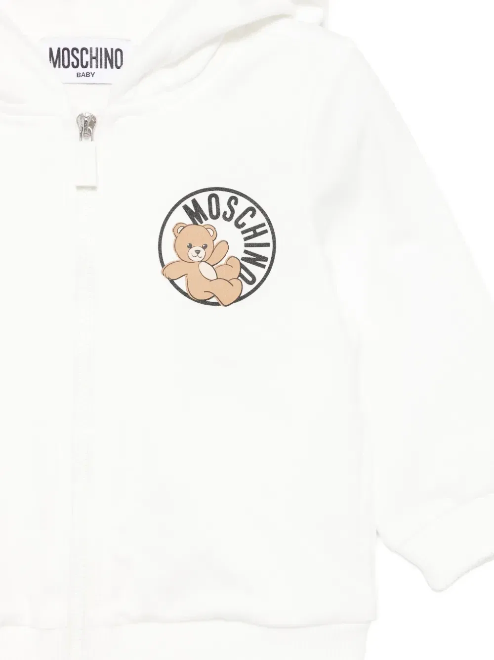 Худи на молнии с логотипом Moschino Kids, белый — фото 3