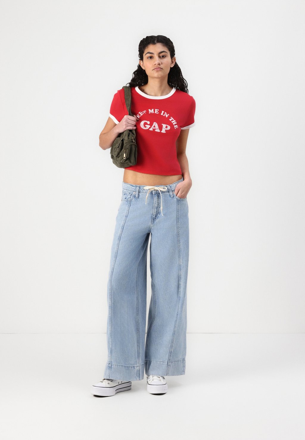 Футболка с принтом LOGO MEET ME CROP CREW GAP, красный — фото 2