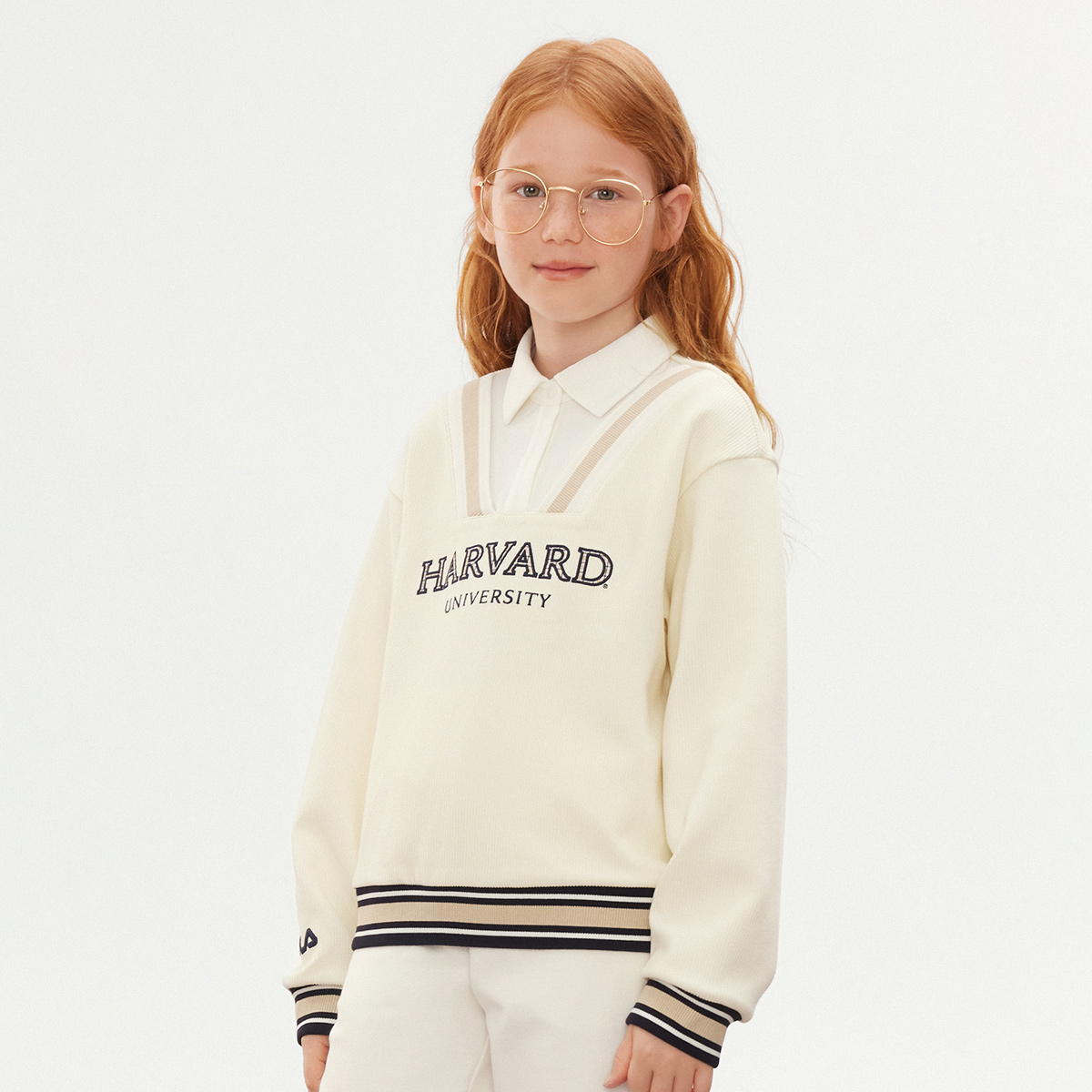 FILA KIDS Винтажный белый свитшот для подростков — фото 4