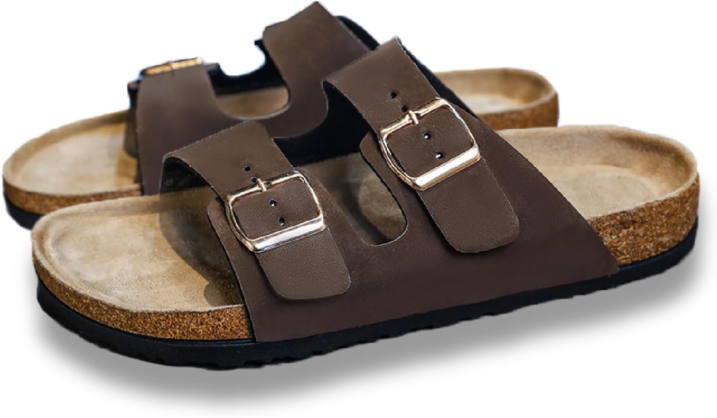 

Сандалии Titype Cork Footbed с поддержкой свода для женщин и мужчин, регулируемая пряжка, натуральная кожа, удобные летние сандалии для улицы и пляжа, коричневый