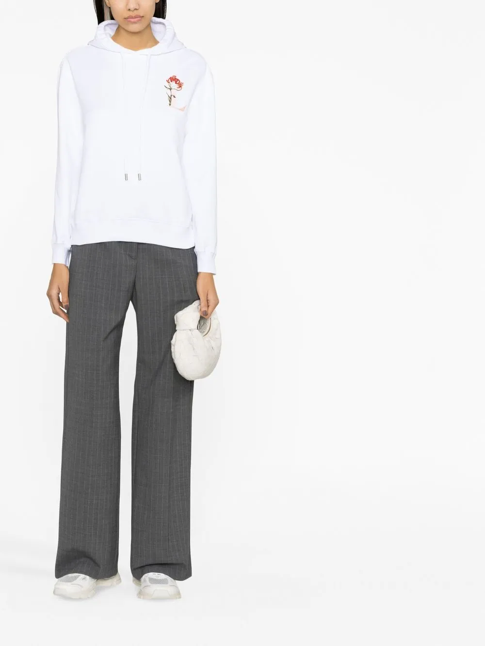 Худи с кулиской и вышитым логотипом Lanvin, белый — фото 2